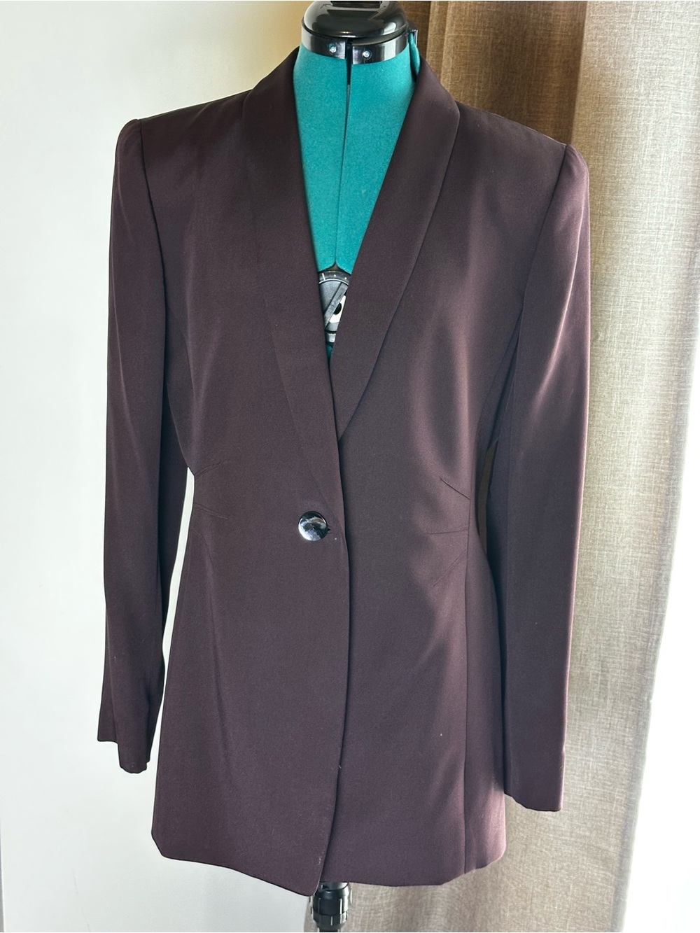 Dana Buchman Dark Plum Single-Button Shawl-Collar Blazer